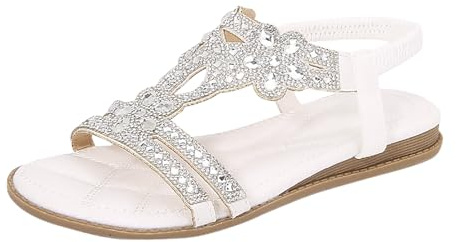 Damer sommarmode bohemisk strass casual blommig sandaler kilklack