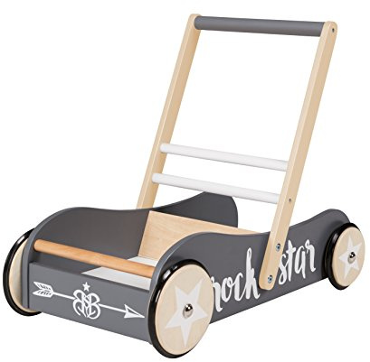 roba Gåvagn Rock Star Baby 3 för spädbarn - gåvagn med broms - kan användas som dockvagn - för flickor & pojkar - Trä natur/Antracit