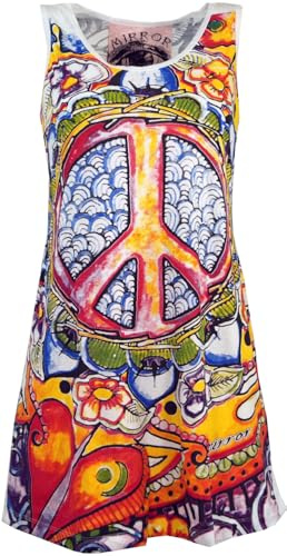 Guru-Shop Mirror Tank Top, Longshirt, minikleid, dam, bomull, tryckt skjorta alternativ kläder