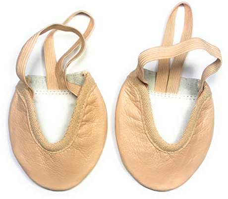 Toe Half Gymnastics Rhythmic Shoes - Lyrical Half Sole Ballet Dance - Toe Turner Pirouette Half Shoes Nude Leather Beige for Girls, Kids, Child (11 Kids)