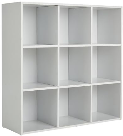 Home Source Storage 9 Shelf Cube Bookcase Wooden Display Unit, White