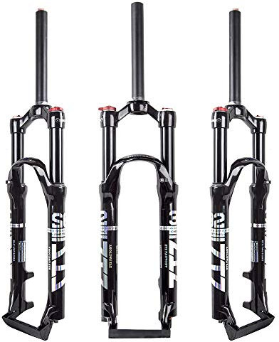 ZTZ MTB Gabel, 26/27.5/29 Zoll, Doppel Luftkammer mit ABS Dämpfung, Aluminiumlegierung, 9mm Schnellverschluss (Black, 27.5)