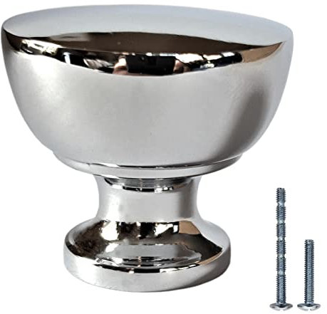 Athena Kitchen Cabinet Knob Set of 6 by French Furniture Fittings – Solid Round Design, Polished Chrome, Deep Antique Brass & More, Easy Installation with Screws Included, Durable & Timeless Style