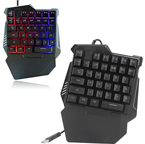 Bewinner Einhändige Mechanische RGB Gaming Tastatur, 35 Tasten, Tragbare Gaming Tastatur, Ergonomischer Gamecontroller, USB Gaming Tastatur für Laptop, PC, , , Switch,