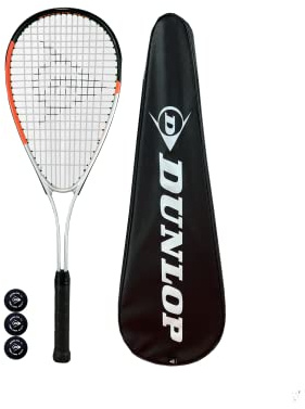 Dunlop Hyper Tour Squash Racket, Protective Cover & 3 Squash Balls