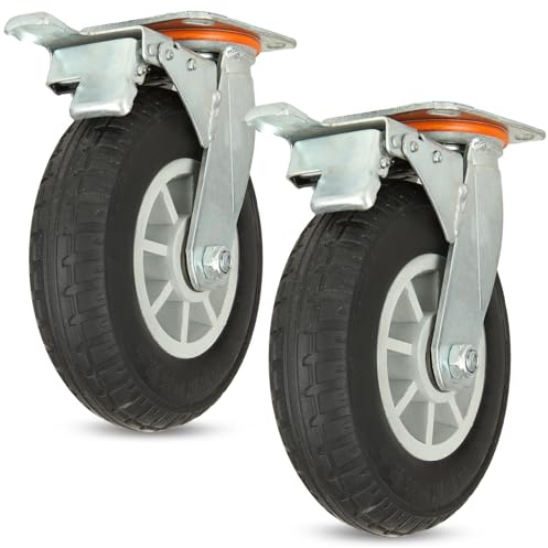 WOPPLXY 8 Inch Casters Set of 2 Heavy Duty Plate Casters, Locking Industrial Casters with Brake for Cart Furniture and Workbench Locking Replacement Load 3000Lbs