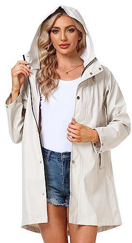 UNIQUEBELLA Upgrade Damen Regenjacke Wasserdicht Regenmantel Winddicht Wetterfest Übergangsjacke Mit Kapuze Mantel Jacke Outdoor