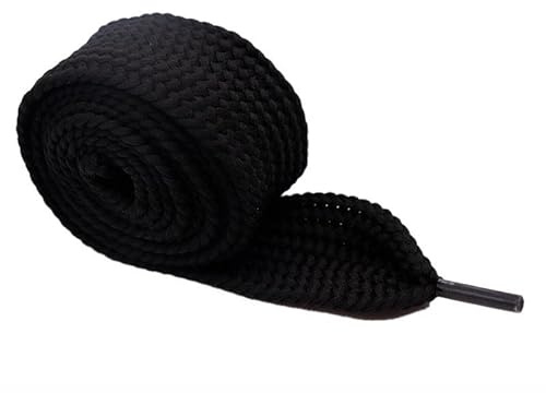GIVBRO 4 cm Larghi Piatti Lacci per Scarpe Intrecciati Lacci per Scarpe Nastro per Scarpe da Passeggio Casual Accessori Nero, 100 cm