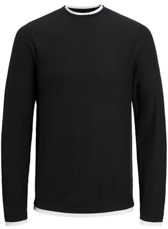 Jack & Jones Jjtwinn Knit Crew Neck Maglione da Uomo, Nero, L
