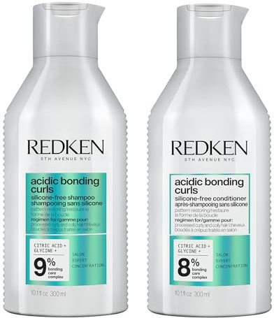 REDKEN Acidic Bonding Curls Shampoo and Conditioner Set, Bond Repair, Damaged Curly & Coily Hair, Sulphate-Free to Gently Cleanse, Silicone-Free for Lightweight Curls