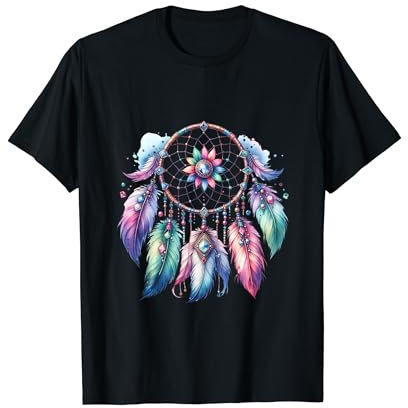 Traumfänger Boho Federn Indianer Bunt Hippie Esoterik T-Shirt