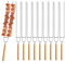 THKO Brochettes pour Barbecue, Lot de 10 pcs 32cm Pic Brochette Inox, Pique Brochette avec Manche en Bois, Broche Kebab Pic à Brochettes Réutilisables U Brochettes Barbecue Inox pour Plat Griller