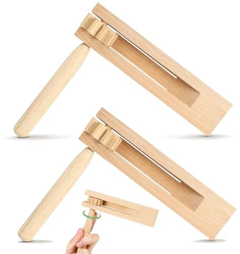 Esshogo Pack of 2 Wooden Ratchet Sound Maker, Wooden Ratchet, Wooden Rattle Ratchet, Musical Instrument for Games, Parties, Events, Ratchet Noise Maker, Musical Instruments Children