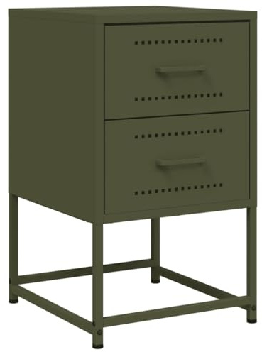 vidaXL Table de Chevet Vert Olive 36x39x60,5 cm Acier