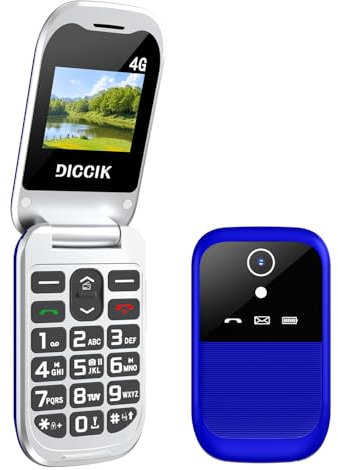 Diccik K1 4G Telefono Cellulare per Anziani, Flip Telefoni Cellulari Tasti Grandi, Funzione HAC,Pantalla 1.7, Volume Alto, Funzione SOS