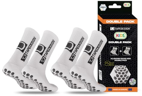 Tapedesign – Pack doble Allround Socks Kids – 2 pares de calcetines de fútbol antideslizantes para niños – Agarre perfecto y comodidad – Calcetines deportivos antideslizantes para entrenamiento y