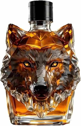 320 ml 3D whiskey-dekanter i djurform, unik likördispenser i djurform för män, fäder och äkta män, bardekoration för speciella tillfällen, whiskey-älskare (varg)