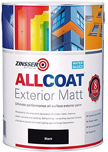 Zinsser Allcoat Exterior WB (Matt Finish) 1lt (Black or White) - Black