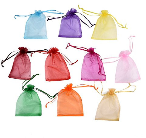 Tyhbelle 20 x 30CM Organzasäckchen 50 Stück Organzabeutel Säckli Schmuckbeutel (Bunt)