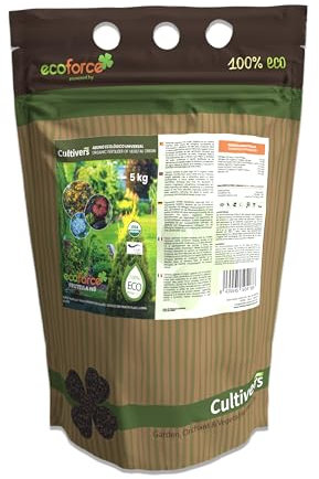 CULTIVERS Abono Ecológico Universal de 5 kg. Fertilizante granulado con NPK 8-1-5+74% M.O. y Ác. Húmicos. Liberación Lenta. Potencia el Crecimiento y estimula el Cultivo. FRUTELLA