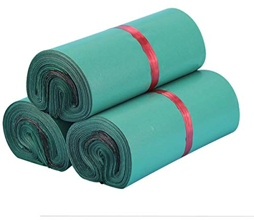 Confezione da 100 sacchetti in plastica per spedizioni di abiti e tessuti da 26 x 42 cm, autoadesivi e coprenti, colore verde