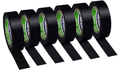 Xrkuu 6 Pack Black Insulation tape, 17mm x 9m Electrical Tape Multipack Waterproof Insulating Tape, PVC Tape Adhesive Gaffer Tape for Wiring Projects