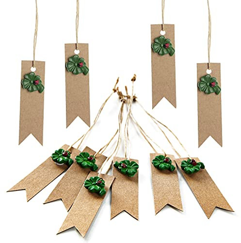 Logbuch-Verlag 10 Glücksbringer Geschenkanhänger Ostern Namensschilder Kleeblatt Silvester Geburtstag Tischkarten 7 x 2 cm Gäste und Kunden