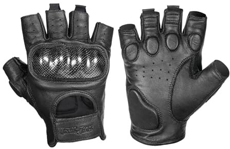 Grapelet Guanti Moto Estivi Uomo in Pelle Traspirante Capra Protezione Morbida Guanti Ciclismo,M