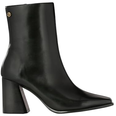Jatarea Women’s Ankle Boots – Stylish Leather Block Heel Booties, Comfortable Fit with Cushioned Insole, Easy to Wear Fashion Boots for Everyday and Party Look - Alta Black 8