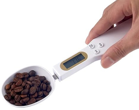 Cucchiaio Bilancia Elettronico Professionale Pesare Misuratore da 0.1 a 500g da Cucina Digitale con Display LCD Pesatura Accurata di Caffè Burro Zucchero a Velo Latte e Altri Solidi e Liquidi (Bianco)