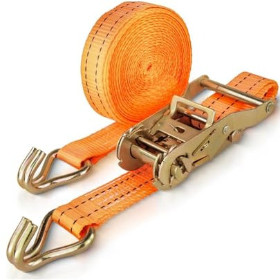 Safetytex Spanngurt 2 Tonnen - 35 mm x 6 Meter - Zweiteilig mit Spitzhaken & Ratsche - Hochwertiges Polyester - Sicherer Transport & zuverlässige Ladungssicherung (1 Stück)