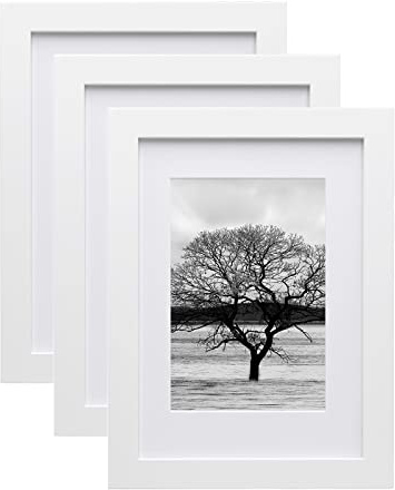 EGOFINE A5 Frames White Set of 3,Wooden Photo Frames A5,14.8x21cm Picture Frames,A5 Poster Frames with Plexiglass for Tabletop and Wall Mounting