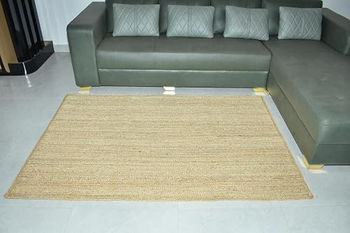 THE PIKKU INTERNATIONAL - Handmade Jute Rug Natural Beige Color Rectangle Hand Woven Farmhouse Jute Area Rug - 180 x 240 cm