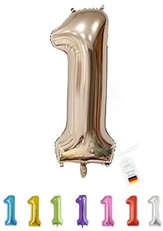 LITTLE BIRTHDAY | Zahlen Luftballon | Folienballon | Helium Gas Balloon Ballon | 101 cm | 0 1 2 3 4 5 6 7 8 9 in vielen Farben | Geburtstag | Kindergeburtstag | Deko | rose gold 1
