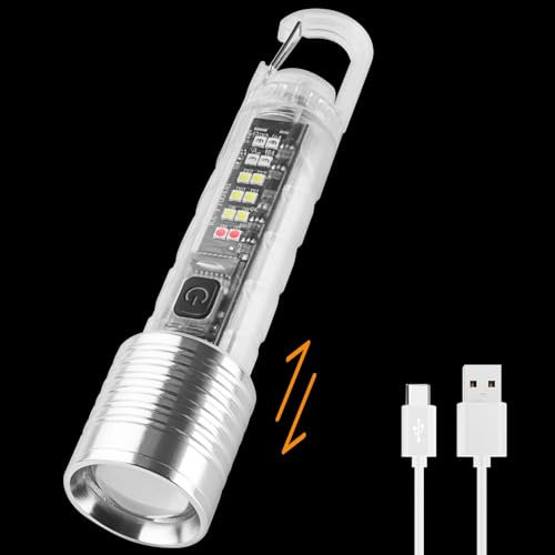 BORUIT Y10 Torcia LED Ricaricabile, 1000 Lumen Zoom Funzione Torcia Potente Professionale con 8 Modalità, 395nm Luce UV, IPX4 Impermeabile, Base Magnetica, Gancio Staccabile per Campeggio Emergenza