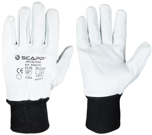 SCAPP Arbeitshandschuhe Montagehandschuhe Gartenhandschuhe SOFTY mit Strickbund aus weichem Ziegenleder Größe 8-11 Damen und Herren (08/M)