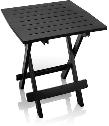 BigDean Klapptisch klein in Anthrazit aus Kunststoff LxBxH 45x43x50cm – wetterfester Campingtisch – Beistelltisch – Kleiner & Leichter Esstisch, Gartentisch und Balkontisch