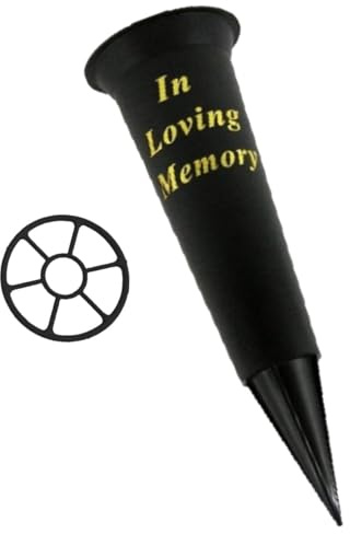Black In Loving Memory Spiked Memorial Grave Flower Vase Graveside Memorial with flower holder insert