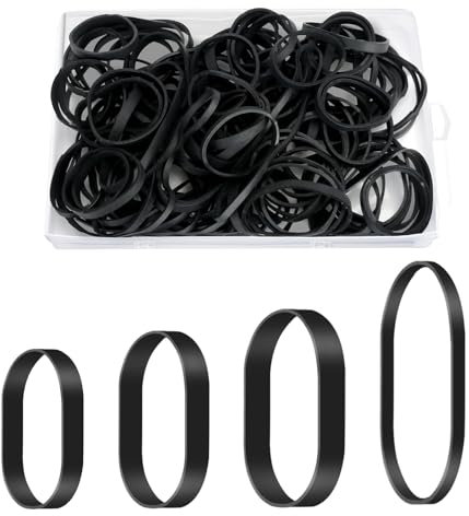 100 Stück Gummibänder Stark, Gummiband Schwarz breit, 4 Größen von Taktischen Gummibändern mit Schachtel, Wiederverwendbare Haushalts Gummiringe für Haus, Schule, Büro und Industrie（5/6/8/12CM）