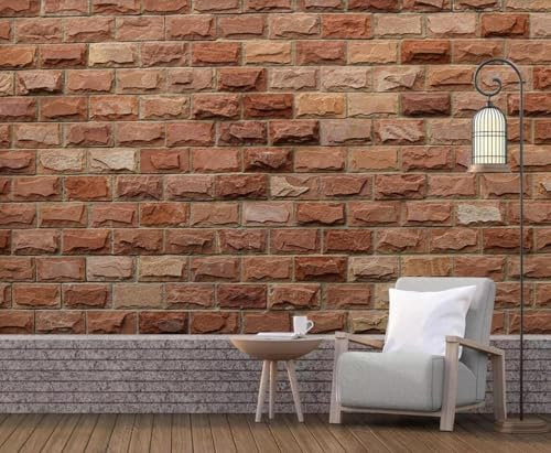 Vintage Steinfliese Roter Ziegel 3D Tapeten Home Esszimmer Fototapete Effekt Wohnzimmer Schlafzimmer Kinderzimmer-200cm×140cm