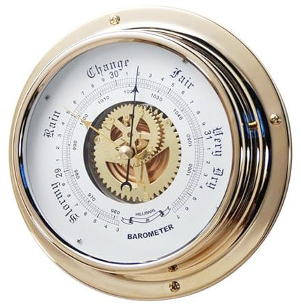 Maritimes Barómetros para yate de vela, instrumento meteorológico al aire libre, accesorio de vela, barómetros de latón, 180 mm de diámetro