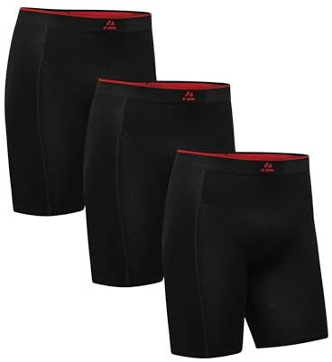 DANISH ENDURANCE Extra långa Bambukalsonger för Män, Mjuka, 3 & 6-pack | Bambukalsonger, mjuka och luftiga, fuktavledande och geruchshemmande, minskar skav för vardag, träning och resor