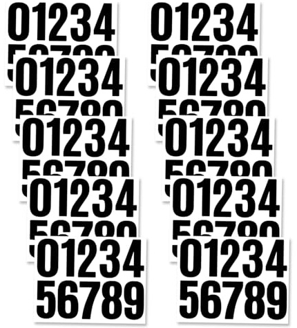4 Inch Large Number Stickers - TRACOMPAN 100 Pack Weatherproof Vinyl Stick-On Door Numbers for Mailbox, Door, Trucks & Bins | Outdoor Black Number Labels | 0-9 Self Adhesive Sticky Numbers(10 Sheets)​