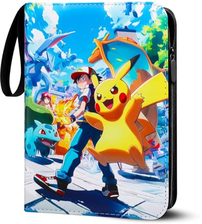 Scrapbook for Pokemon Cards 50 Pages 400 Cards Capacity - Trading Cards Album Folder with Zip, Cards Album Book Folder for Cards, Collector's Book PU Material Surface Waterproof (XZ400)