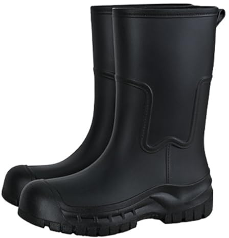 Botines para mujer negros – Botas de invierno planas para mujer, botas de invierno de media altura, botas de invierno para mujer, impermeables, botas de goma con tacón, botas planas de caña ancha