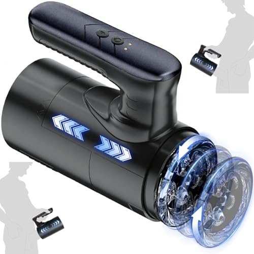 Masturbateur Cup avec Poignée, Masturbateur Masculin avec 5 Poussée&Rotation, Vibrateur/Pompe à Pénis Double Ouverte – Fellation Machine Sexuelle/Vagin Poche, Jouet Sexuel pour Adulte pour Homme