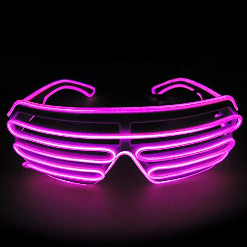 Neon El Wire LED Light Up Occhiali LED con scatola di controllo standard di otturatore, divertenti e fantastici occhiali da vista, per Natale, Halloween, feste selvatiche, feste pazze, Raves (rosa)