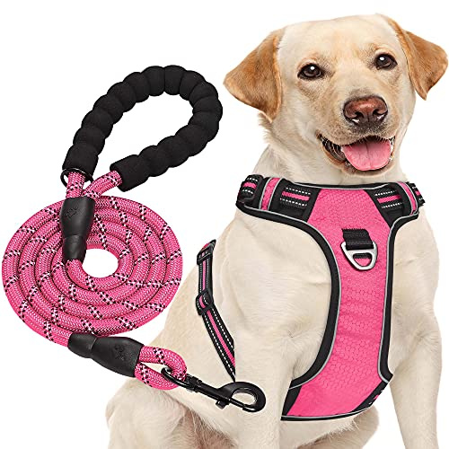 haapaw Inget drag hundsele justerbar reflekterande Oxford enkel kontroll medium stor hundsele med ett gratis slitstarkt hundkoppel
