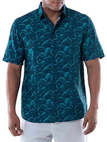 Guy Harvey Men's Short Sleeve Performance Fishing Shirt, Estate Blue/Dive Harvey, Large