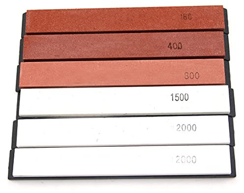 feedal Lot de 6 pierres à aiguiser - Pierre à aiguiser - Grain 180 # 400 # 800 # 1500 # 2000 # 3000 #